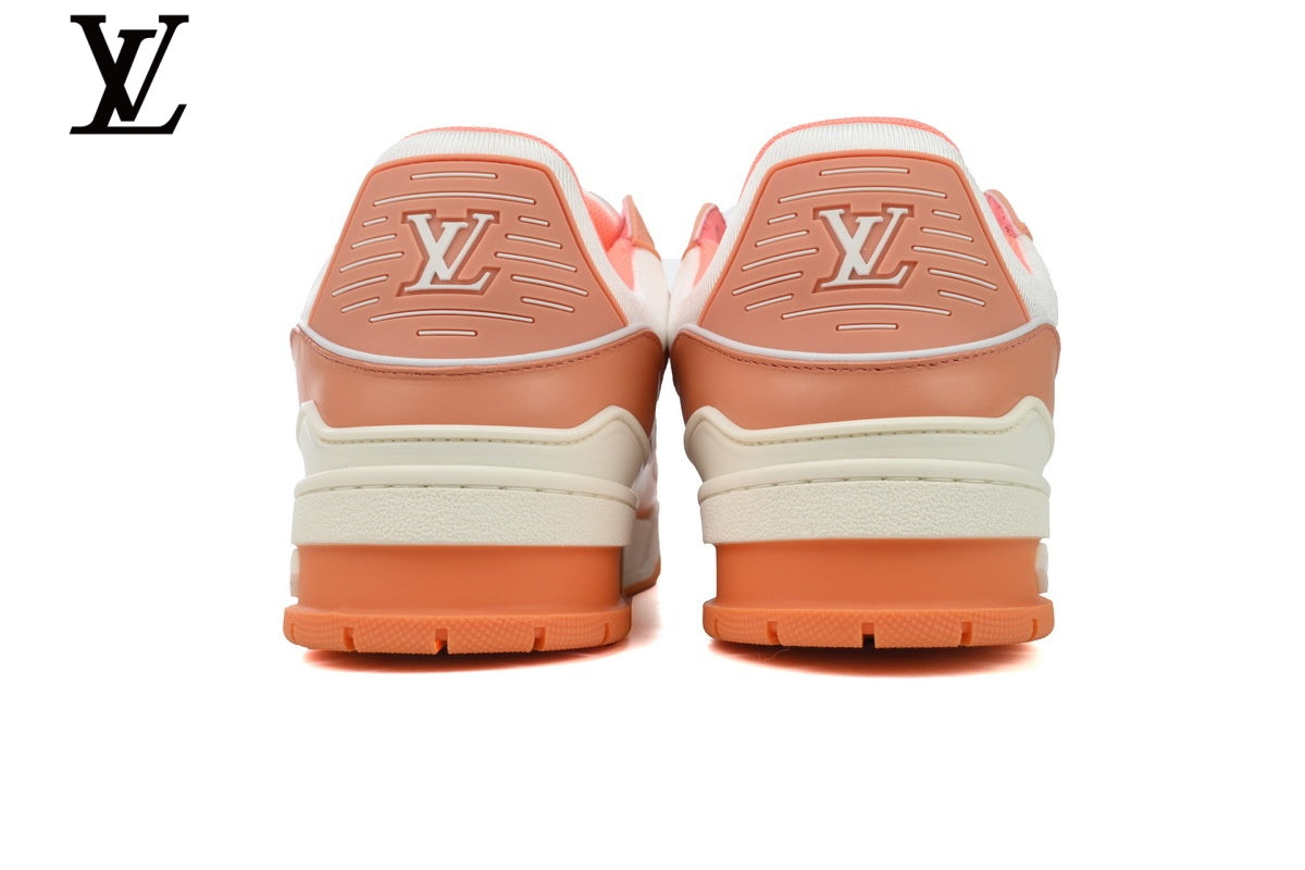 Louis Vuitton Trainer Leather Sneakers - Peach and White