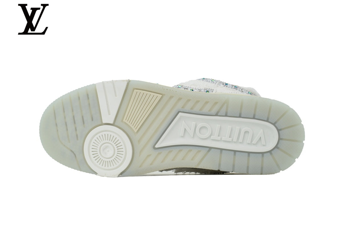 Louis Vuitton Skate Sneaker – White Fringe & Rhinestone