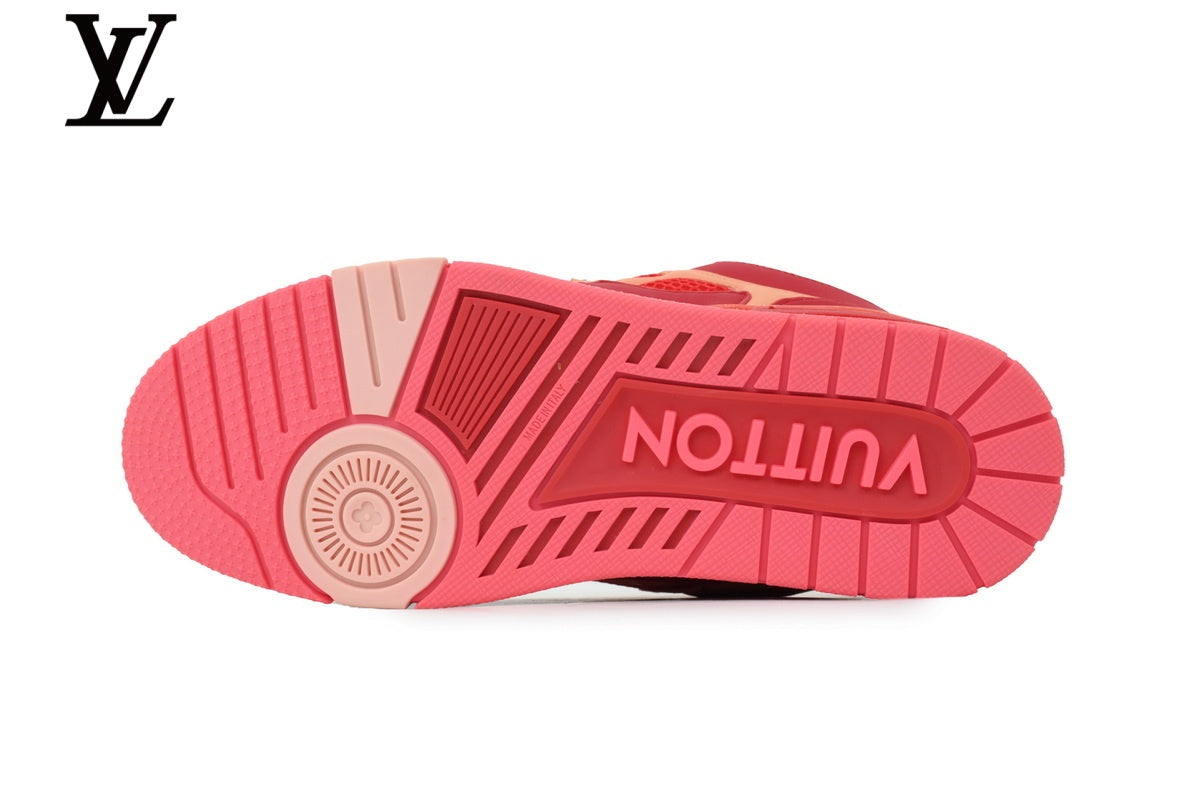 Louis Vuitton Trainer Sneaker – Red & Peach Mesh & Leather