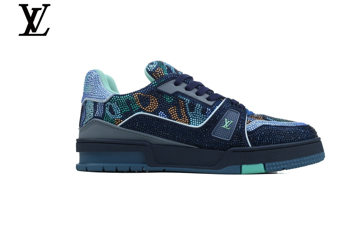 Louis Vuitton Trainer Sneaker – Navy Multicolor Crystal