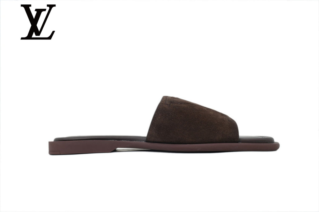 Dark Brown Suede-Look Slides | Sizes 35–46