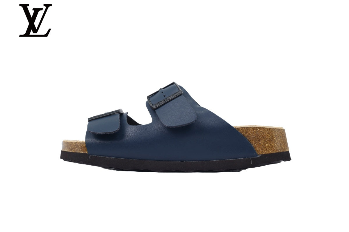 Birkenstock Arizona Double Strap Slide Sandal – Navy Smooth Leather