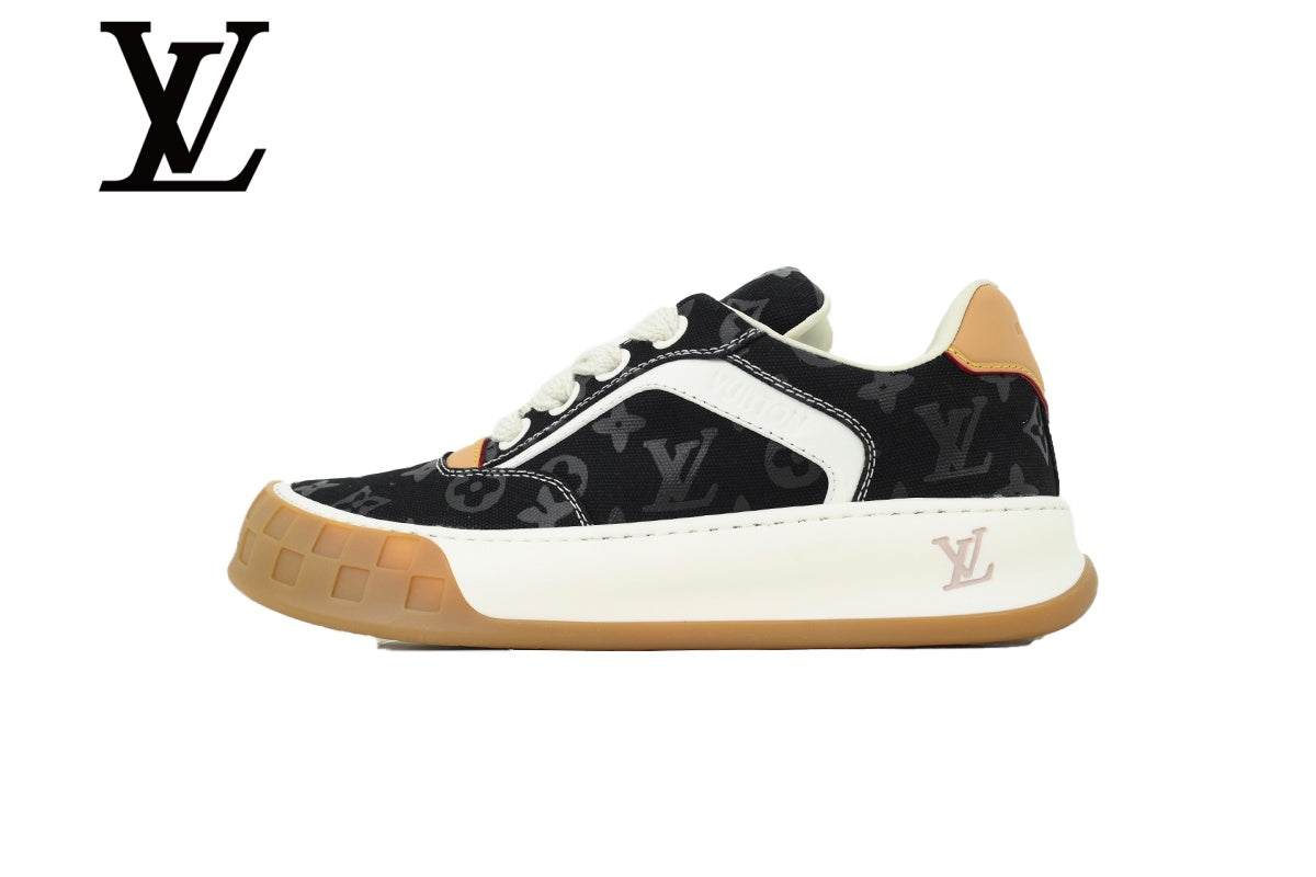 Black Monogram-Pattern Skate Sneakers | Sizes 38–46