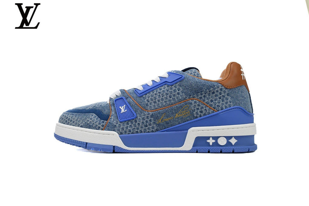 Louis Vuitton LV Trainer Sneaker – Blue Denim & Brown
