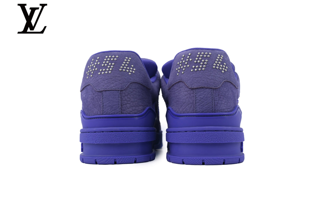 Louis Vuitton Trainer Sneaker – Purple Suede with Rhinestone Embellishment