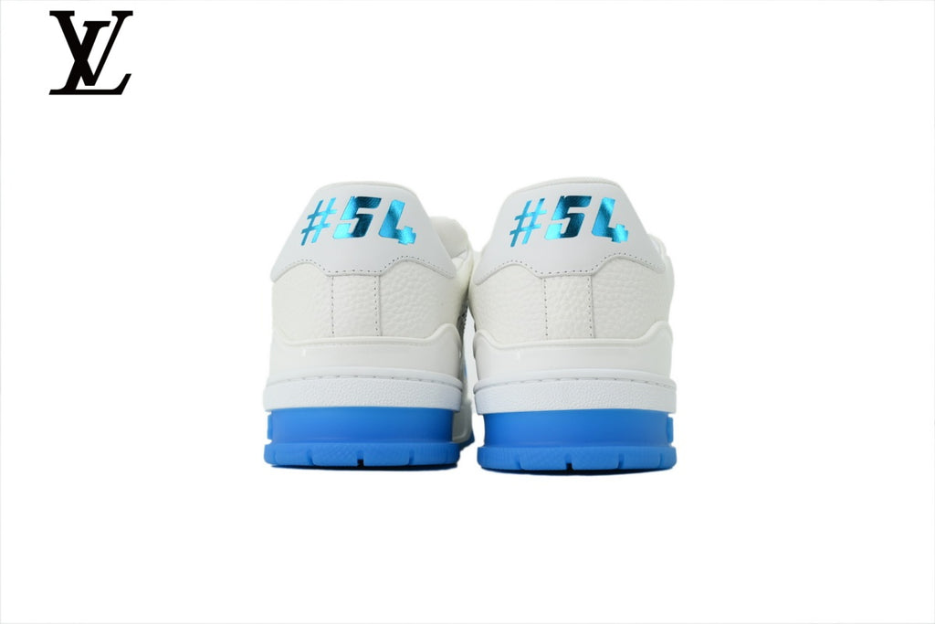 Louis Vuitton Trainer Sneaker – White, Blue & Rhinestone