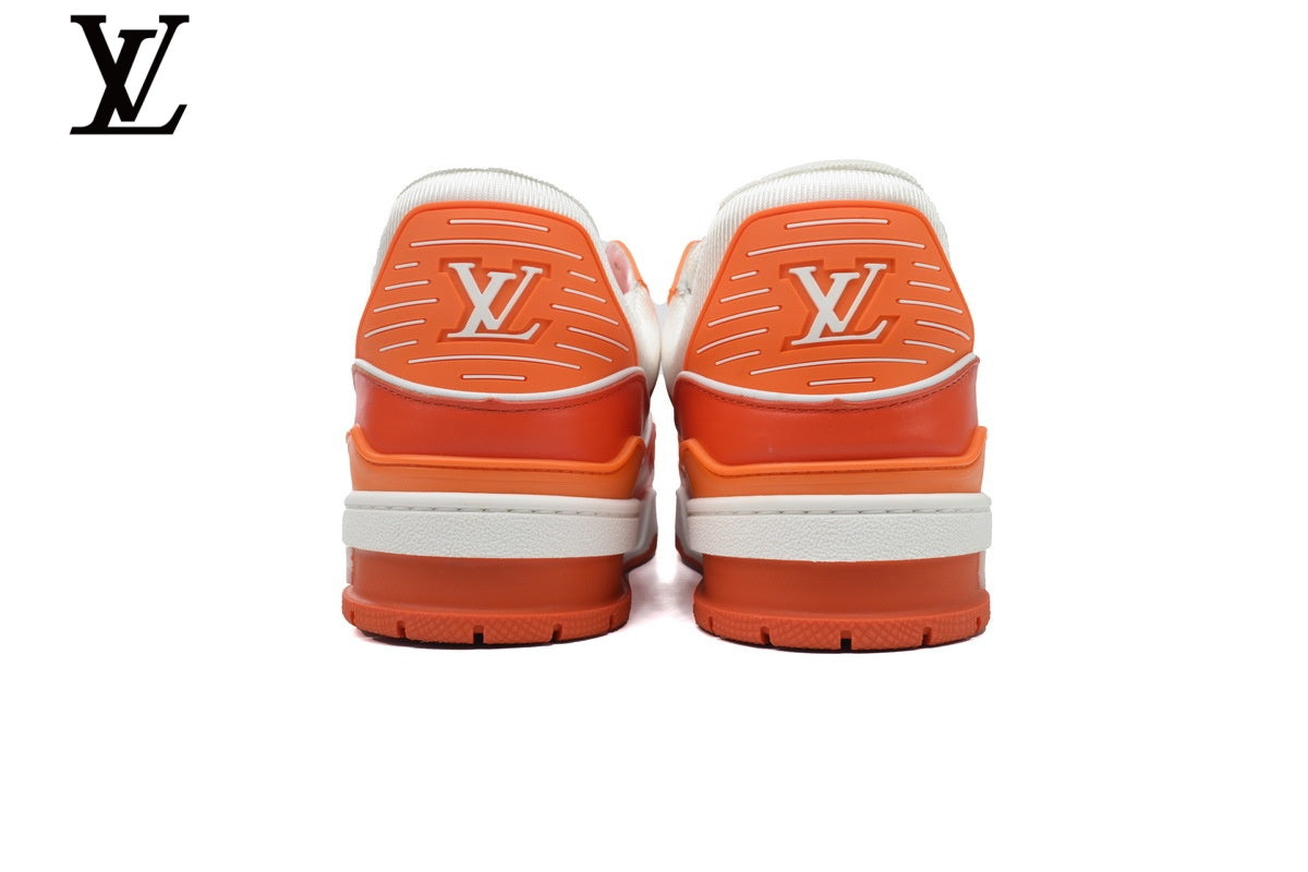 Louis Vuitton Trainer Leather Sneakers - Orange and White