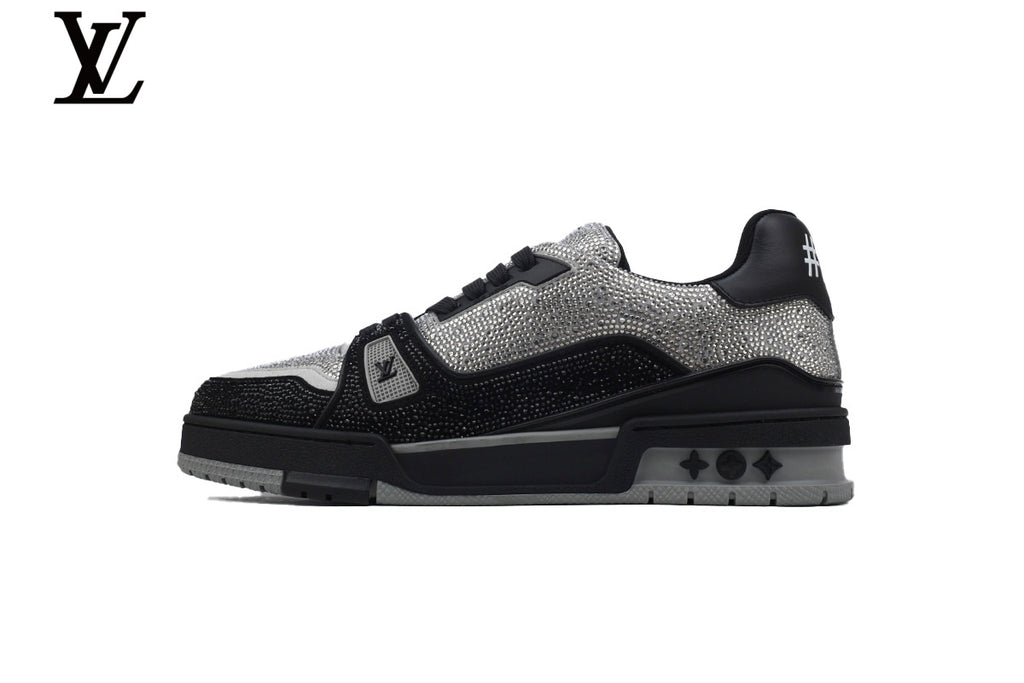 Louis Vuitton Trainer Sneaker – Black & Silver Crystal