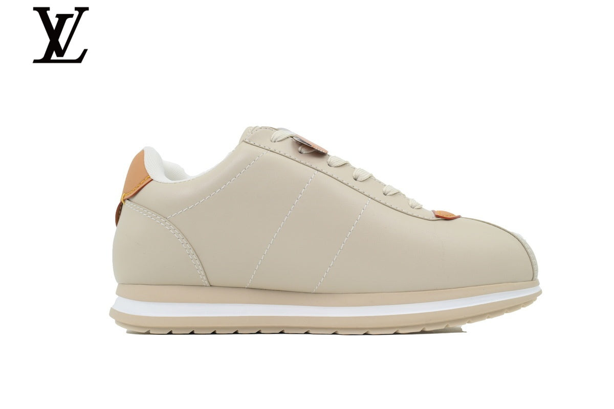 Louis Vuitton Light Beige Leather Low-Top Sneakers