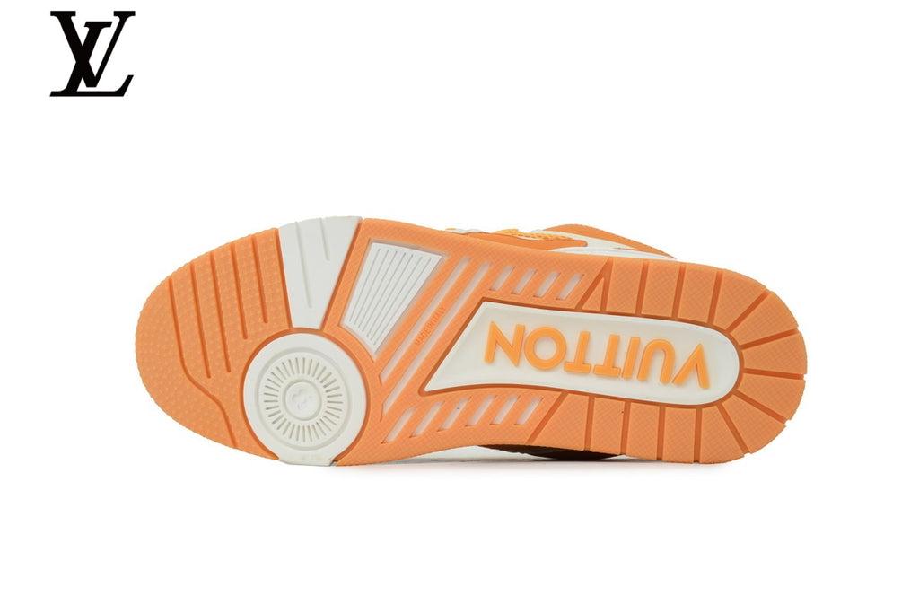 Louis Vuitton Trainer Sneaker – Orange & White Mesh & Leather