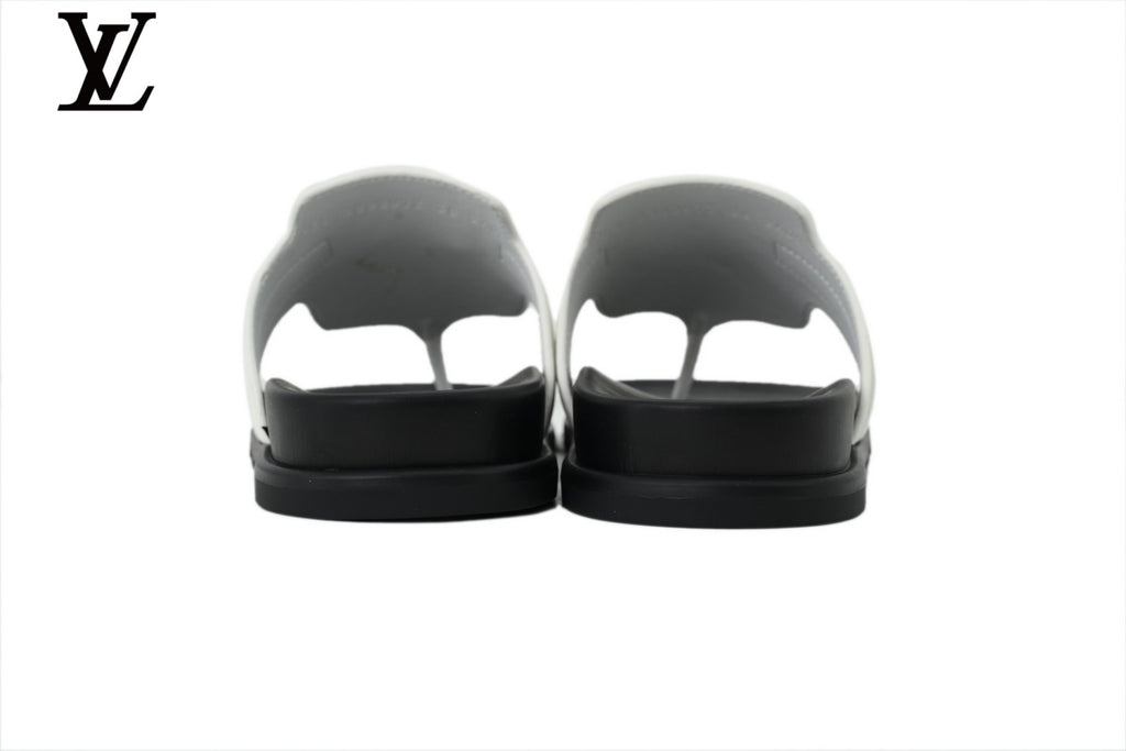 Louis Vuitton Flip Flop Sandal in White with Metal Buckle