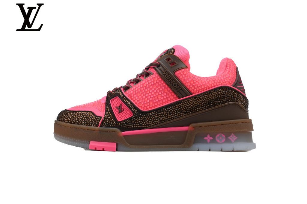 Louis Vuitton Trainer Sneaker – Pink & Brown Crystal