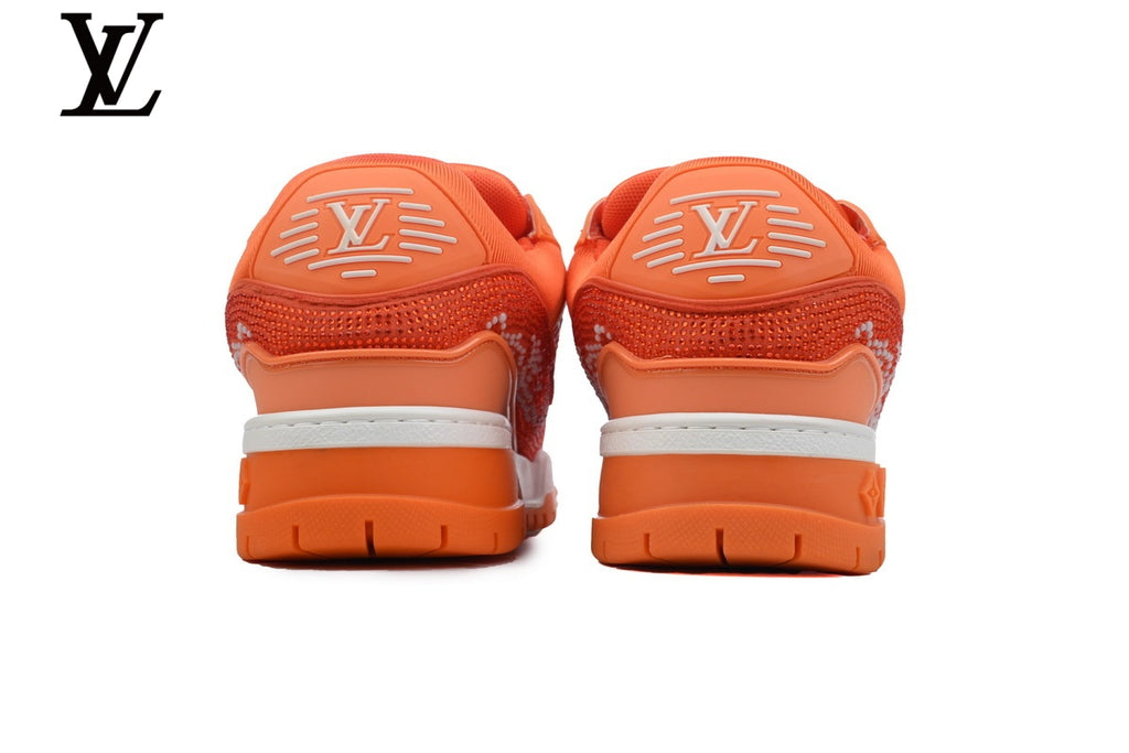 Louis Vuitton Trainer Sneakers - Orange Rhinestone
