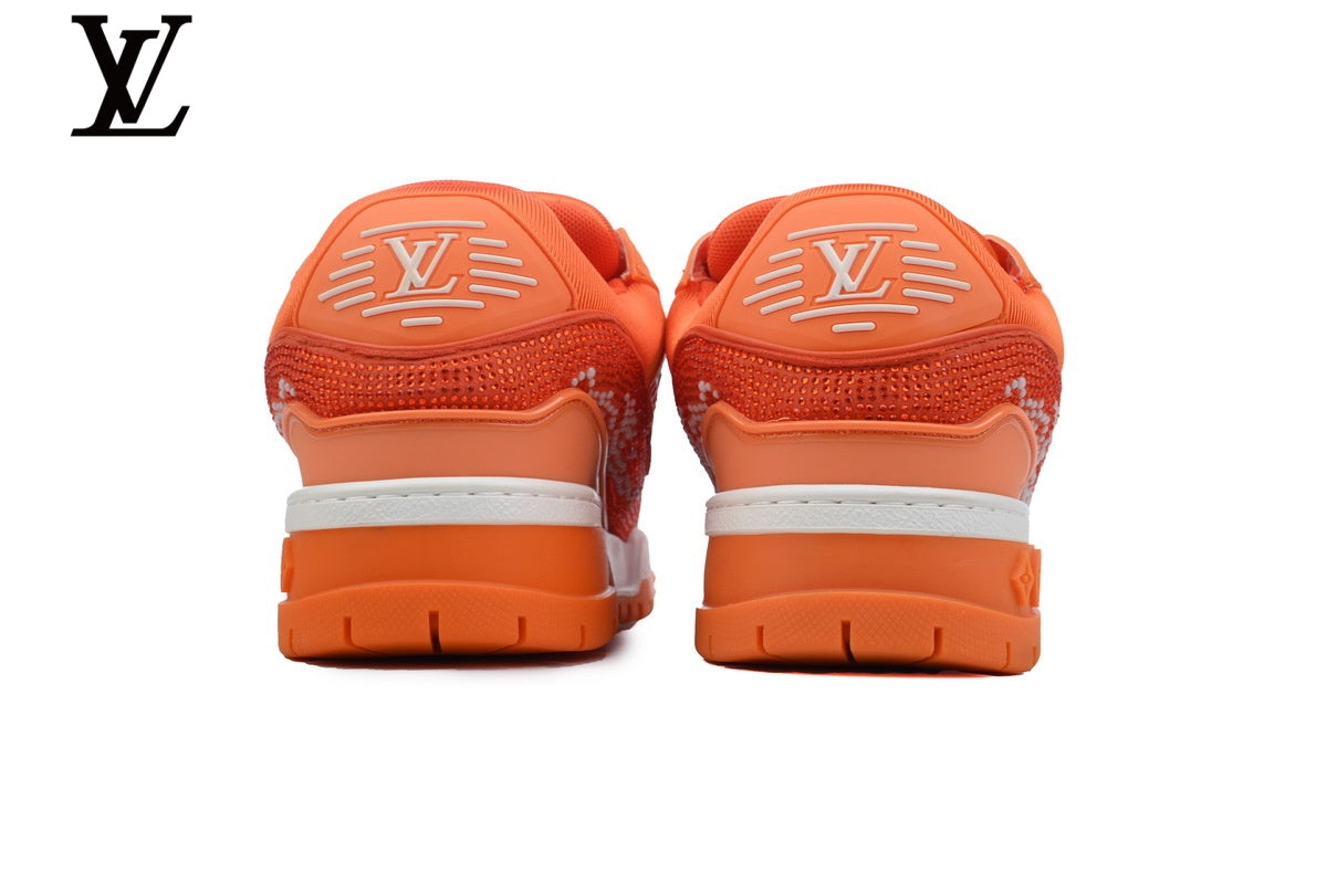 Louis Vuitton Trainer Sneakers - Orange Rhinestone