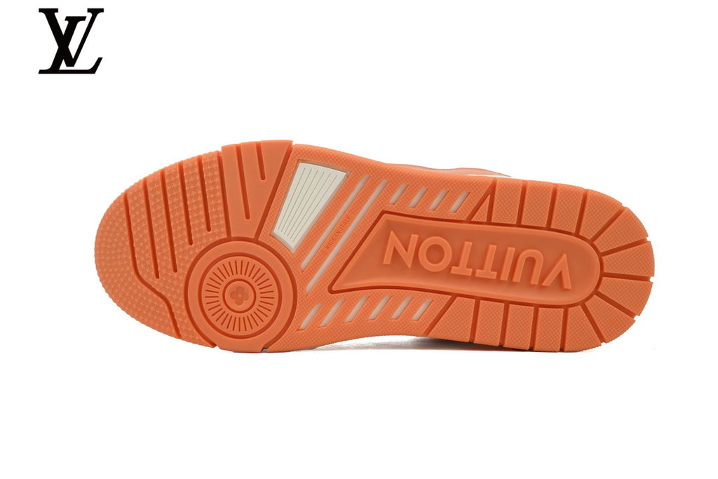 Louis Vuitton Trainer Leather Sneakers - Peach and White