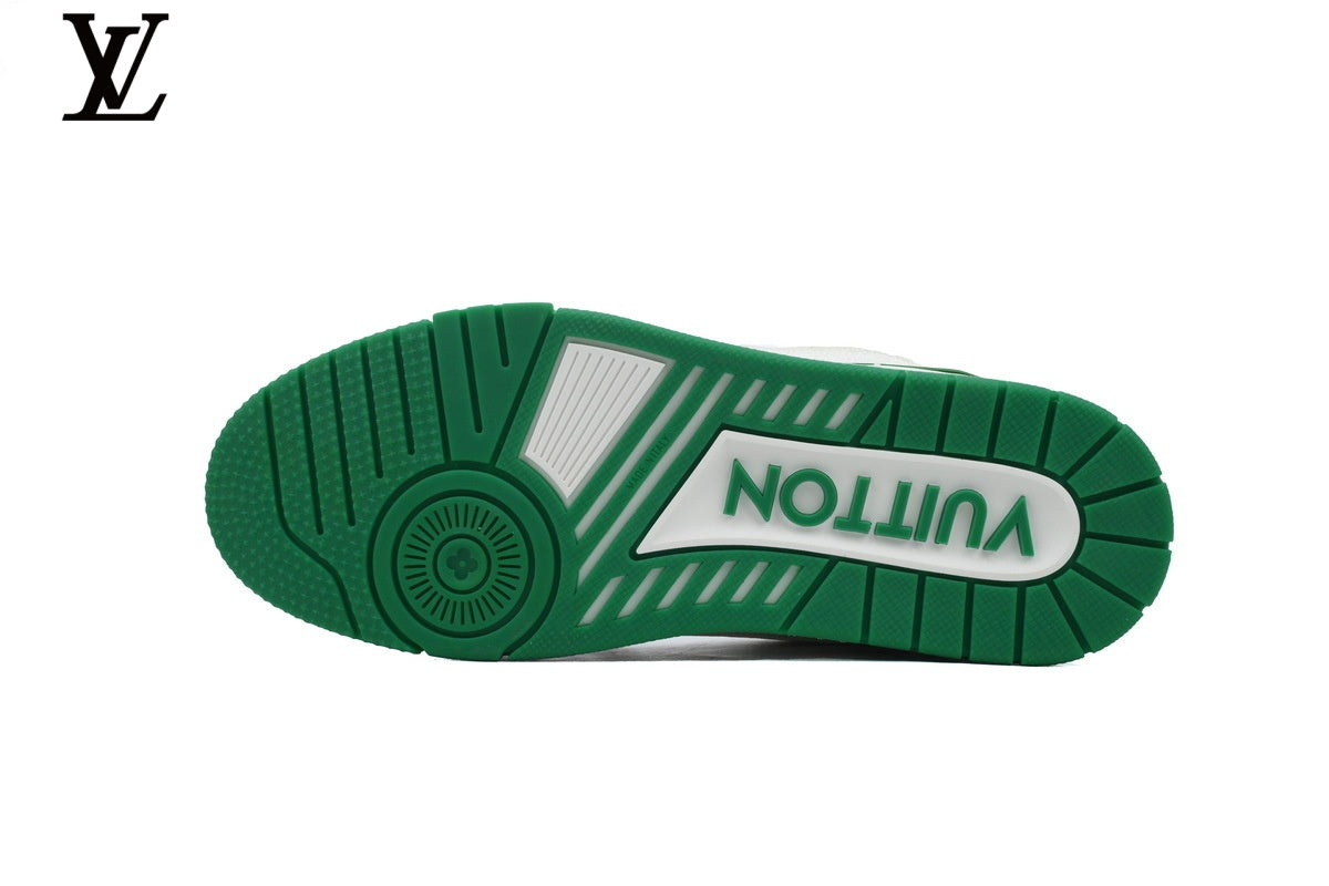 Louis Vuitton LV Trainer Sneaker – White & Emerald Rhinestone