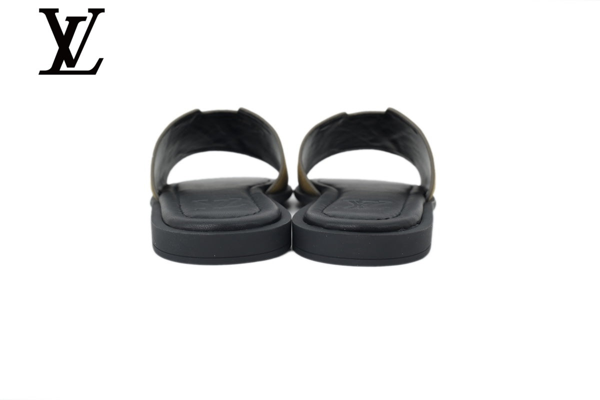 Khaki Suede-Look Slides | Sizes 35–46
