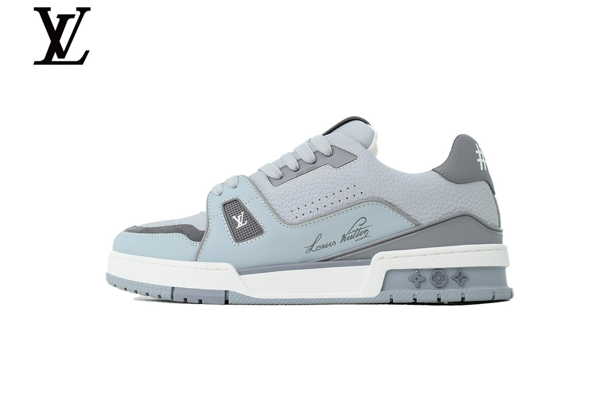 Louis Vuitton Trainer Sneaker – Light Blue & Grey Leather