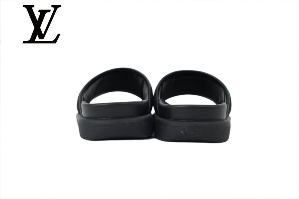 Louis Vuitton Black Ostrich Print Slide Sandals