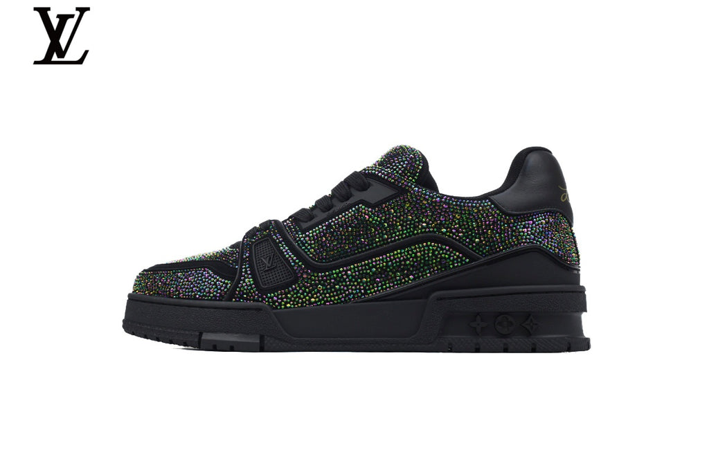 Louis Vuitton LV Trainer Sneaker – Black Multicolor Rhinestone
