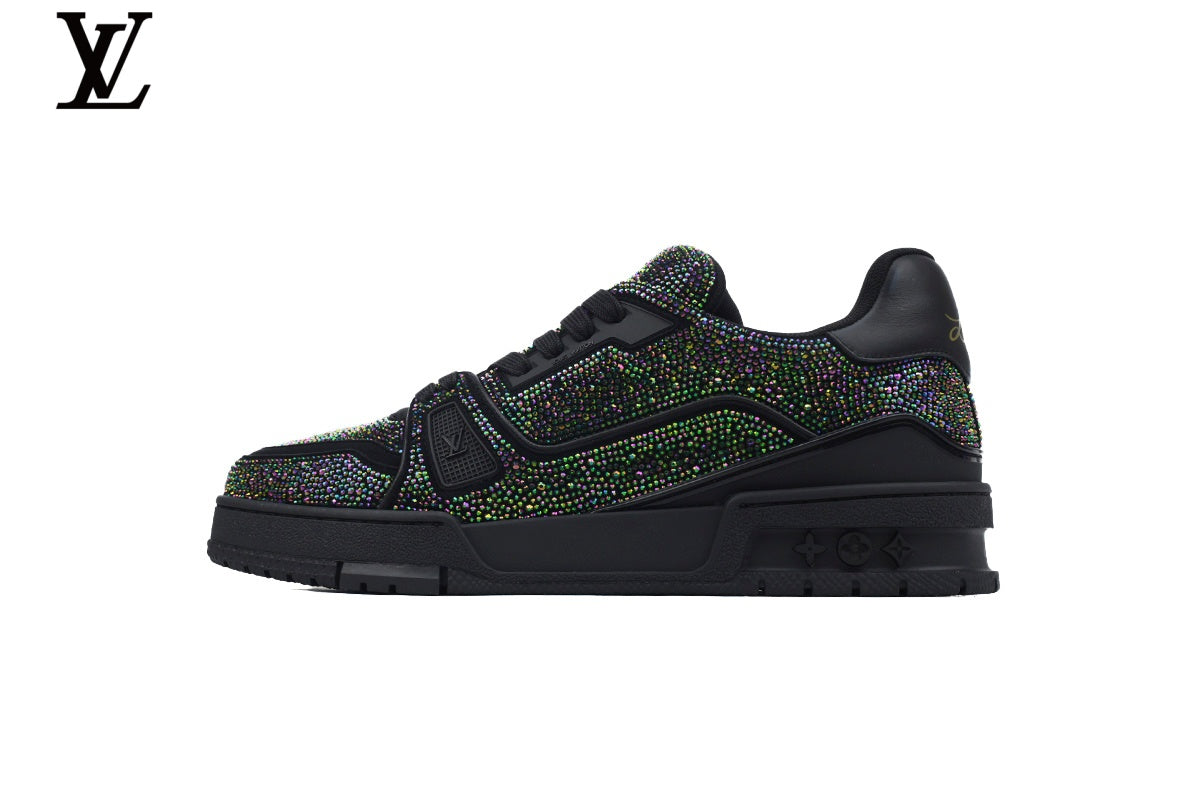 Louis Vuitton LV Trainer Sneaker – Black Multicolor Rhinestone