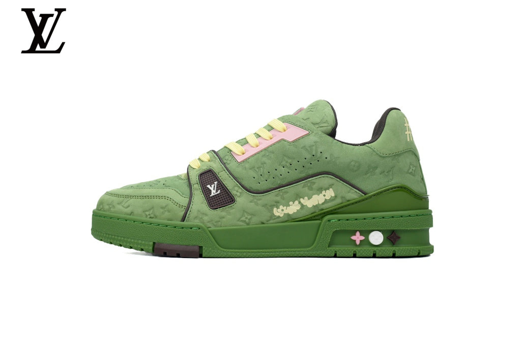 Louis Vuitton Trainer Sneaker – Green Suede Monogram
