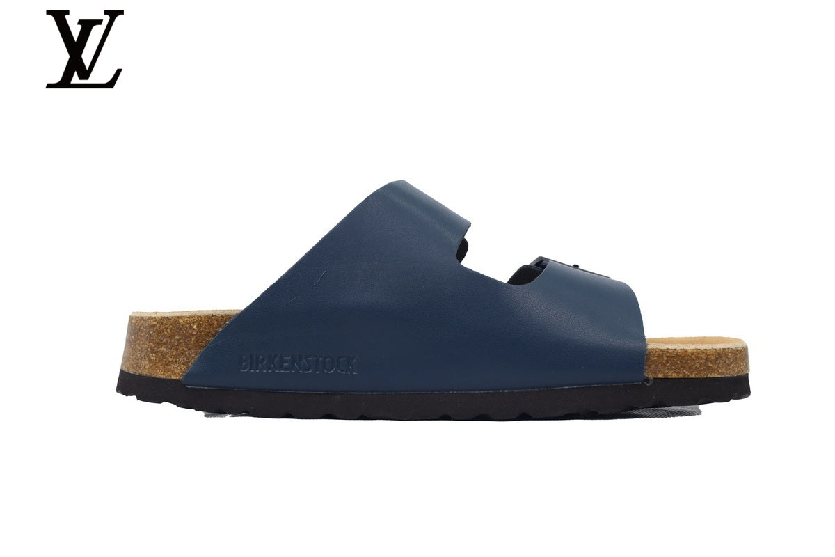 Birkenstock Arizona Double Strap Slide Sandal – Navy Smooth Leather