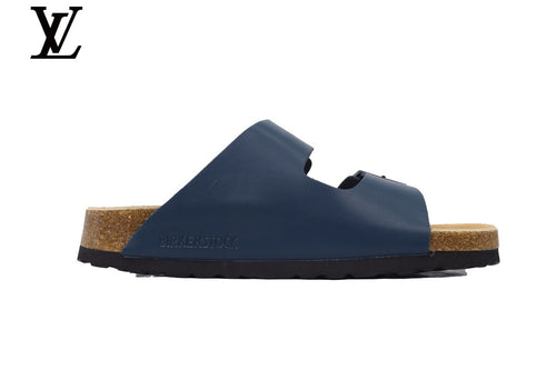 Birkenstock Arizona Double Strap Slide Sandal – Navy Smooth Leather