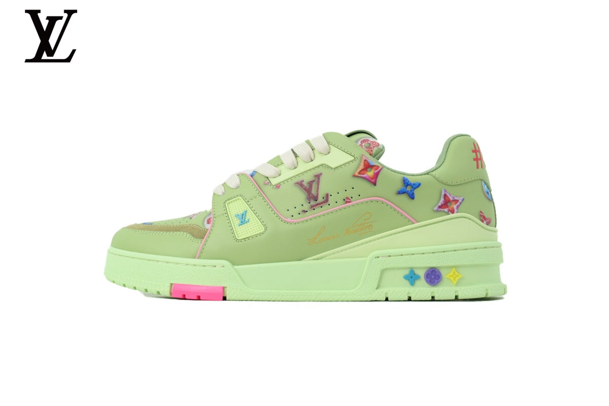 Louis Vuitton Trainer Sneaker – Green Multicolor Star Patch