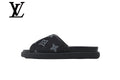 Louis Vuitton Black Ostrich Print Slide Sandals