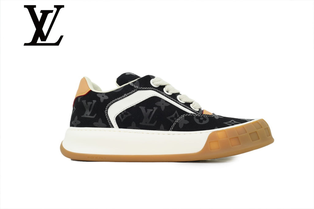 Black Monogram-Pattern Skate Sneakers | Sizes 38–46