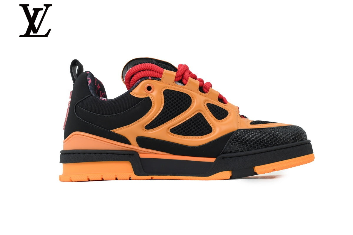 Louis Vuitton Trainer Sneaker – Black & Orange Mesh & Leather