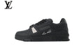 Louis Vuitton Trainer Sneaker – All-Black Leather with Rhinestone Embellishment