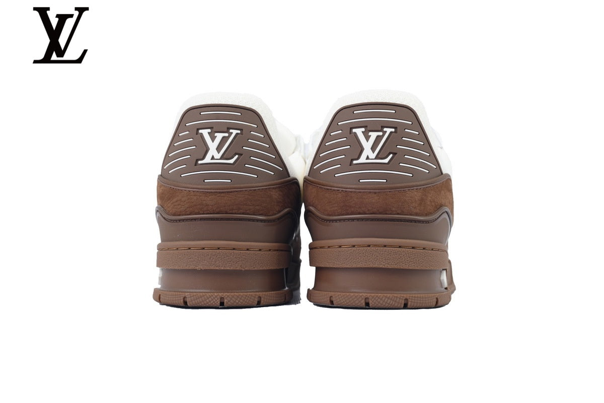 Louis Vuitton Trainer Sneaker – Brown Suede & Mesh with White Sole