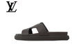 Dark Brown Ostrich-Print Slide Sandals | Sizes 38–46