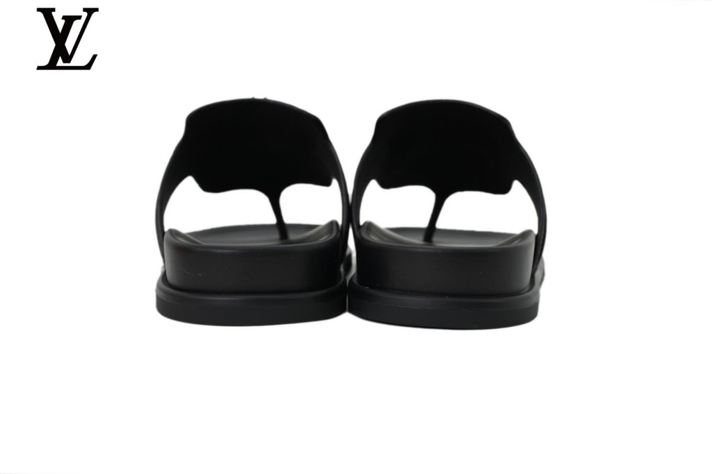 Louis Vuitton Flip Flop Sandal in Black with Metal Buckle