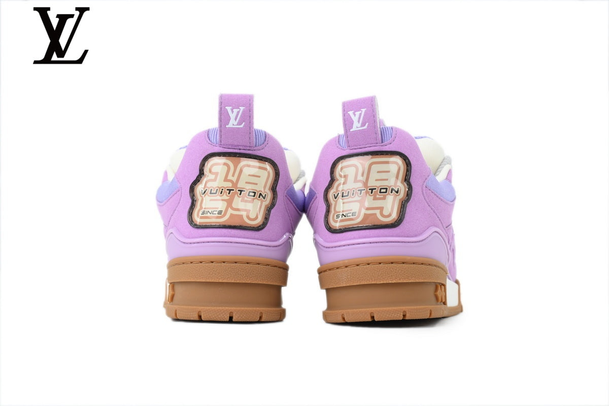 Louis Vuitton Trainer Sneaker – Purple Suede & Mesh with White & Gum Sole