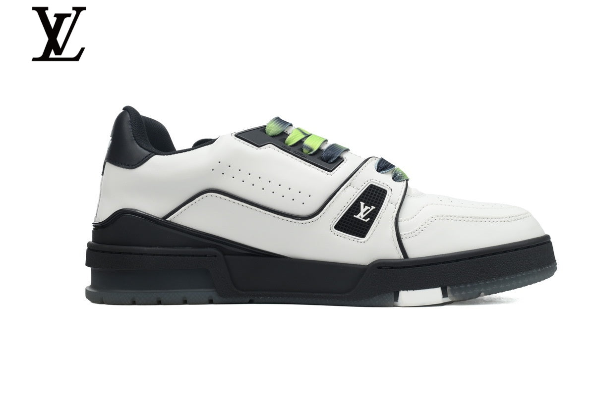 Louis Vuitton Trainer Sneaker – White & Black Multi-Lace