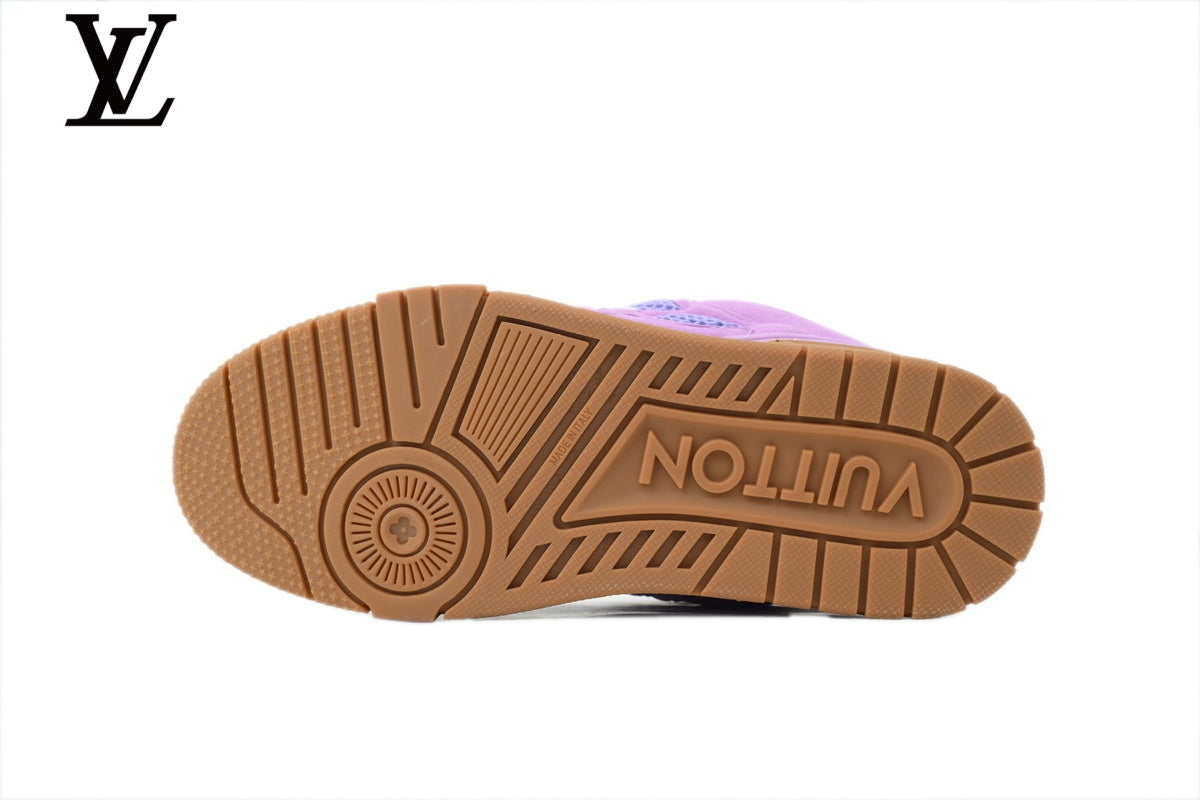 Louis Vuitton Trainer Sneaker – Purple Suede & Mesh with White & Gum Sole