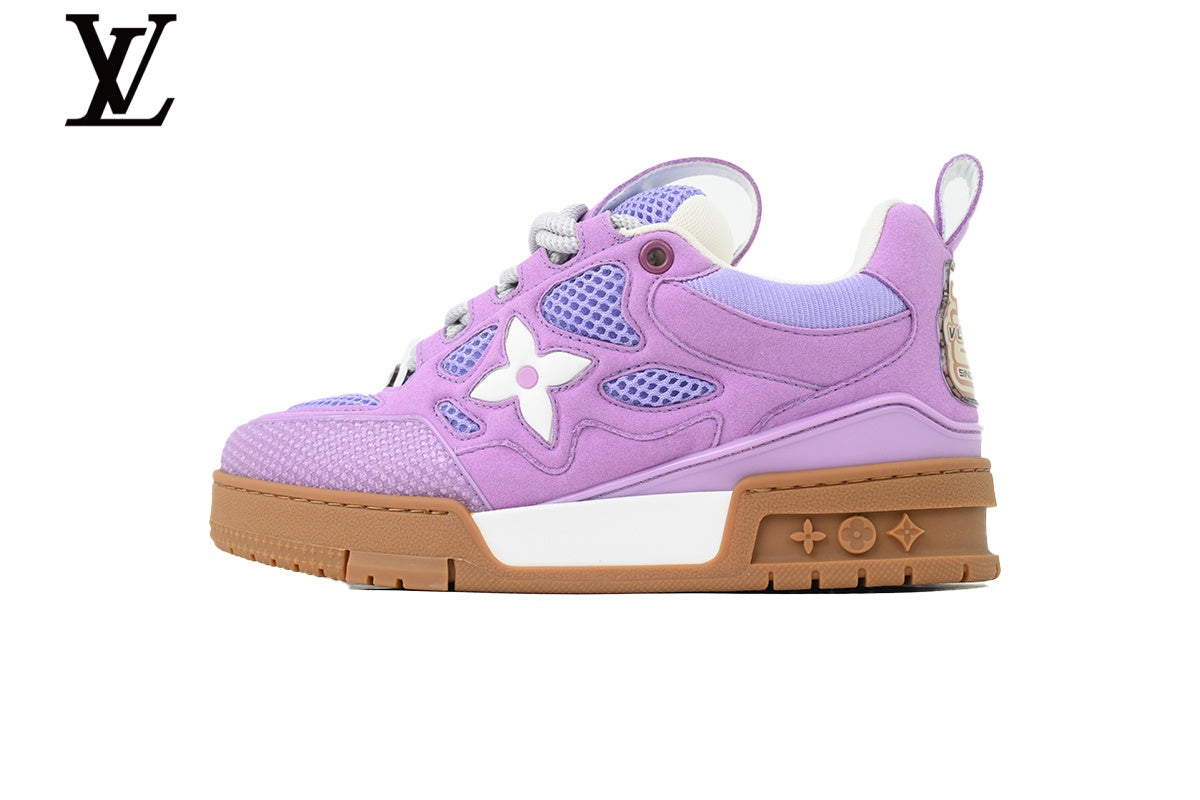 Louis Vuitton Trainer Sneaker – Purple Suede & Mesh with White & Gum Sole