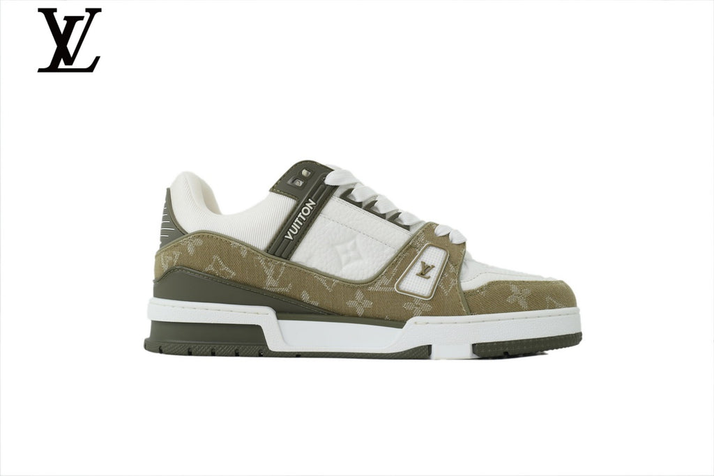 Louis Vuitton Trainer Sneaker – White & Olive Monogram