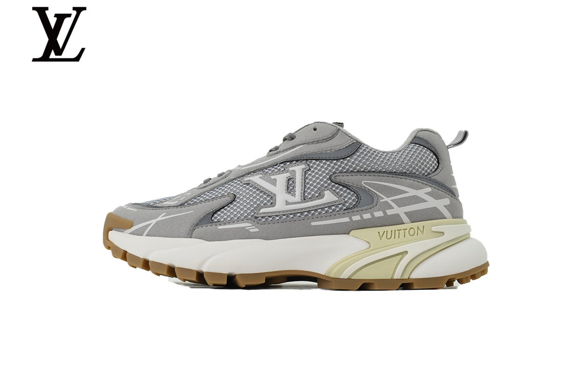 Louis Vuitton Runaway Sneaker – Grey & White Mesh Dad Shoe with Gum Sole