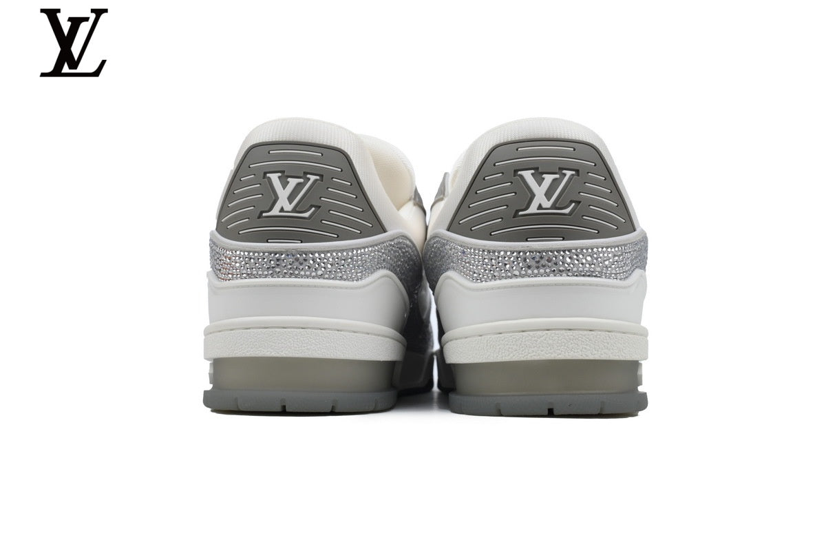 Louis Vuitton LV Trainer Sneaker – White & Silver Rhinestone