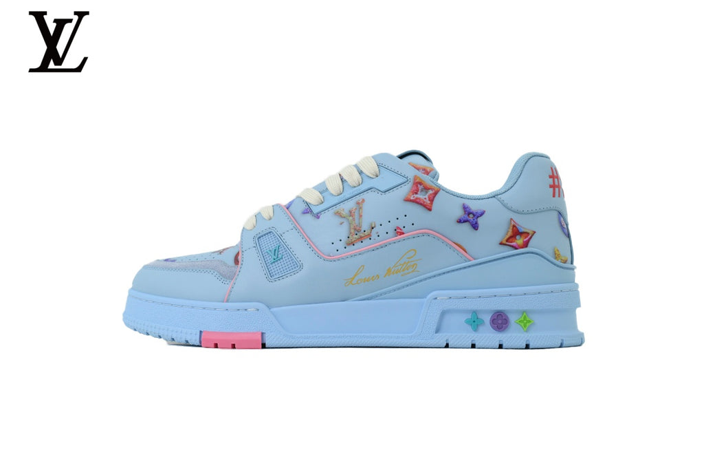 Louis Vuitton Trainer Sneaker – Light Blue Multicolor Star Patch