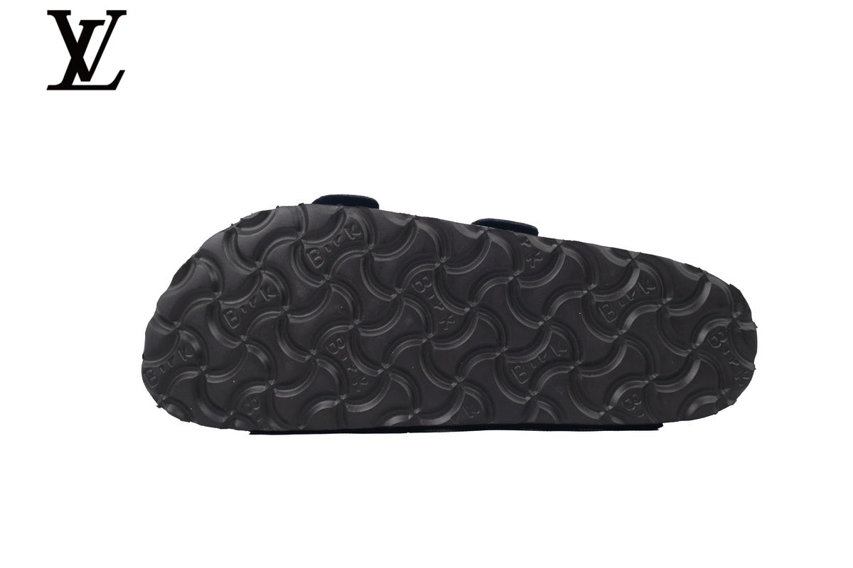 Birkenstock Arizona Double Strap Slide Sandal – Navy Smooth Leather