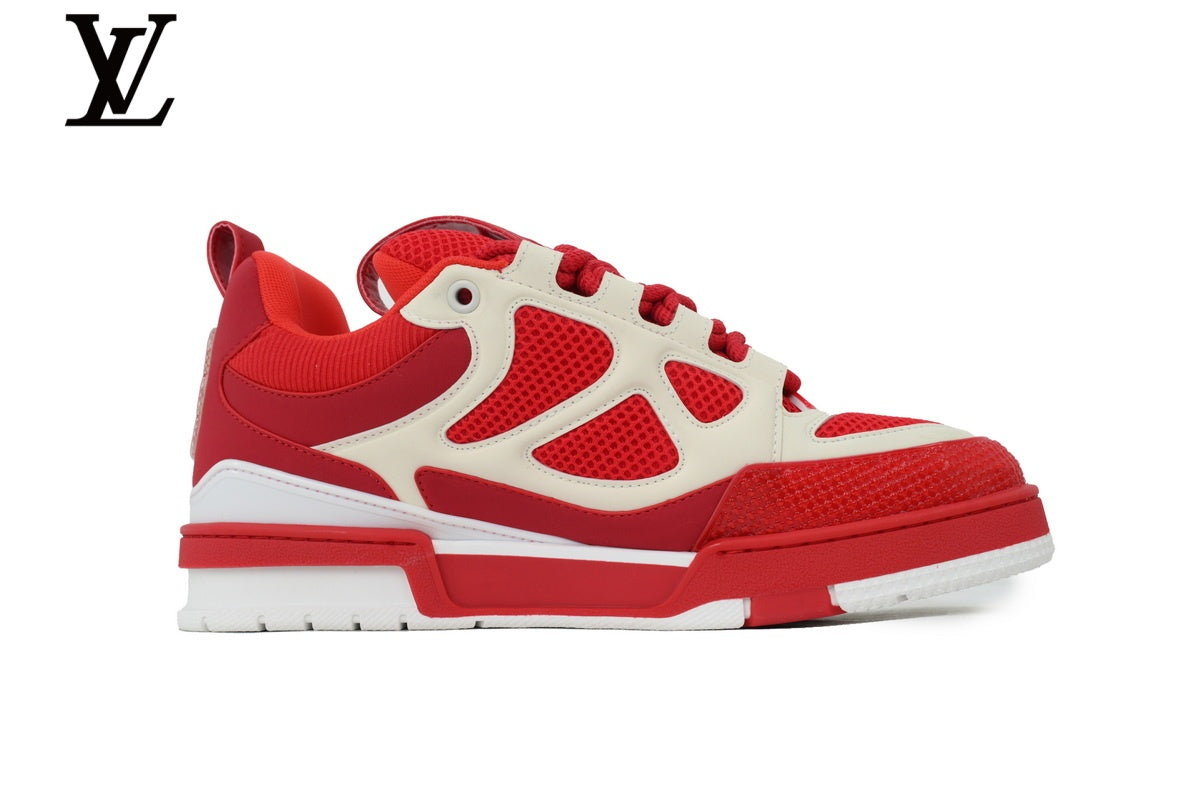 Louis Vuitton Trainer Sneaker – Red & White Mesh & Leather