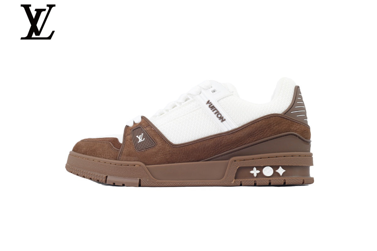 Louis Vuitton Trainer Sneaker – Brown Suede & Mesh with White Sole