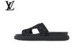 Black Monogram-Pattern Cutout Slides | Sizes 35–46