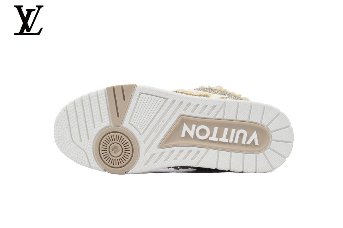 Louis Vuitton Skate Sneaker – Beige Plush & Crystal