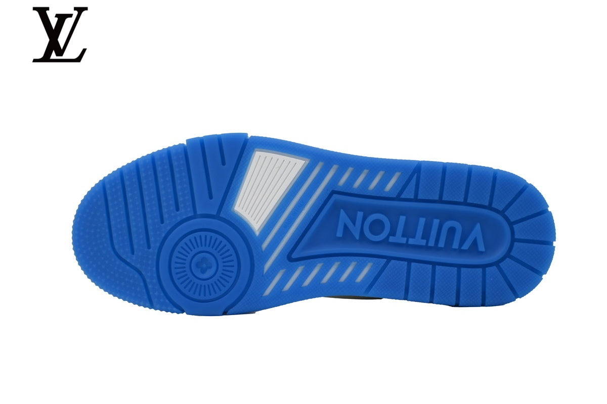 Louis Vuitton Trainer Sneaker – White with Blue Sole